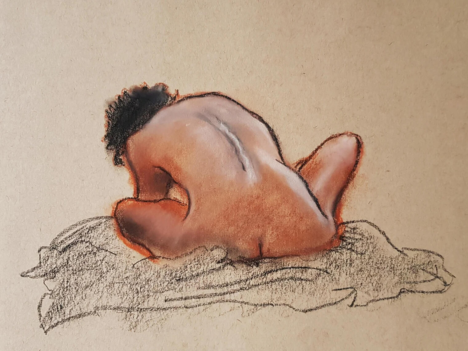 Sabotage. Hard pastels on paper, 35.6 × 27.9 cm, 2023 Shown at the Fitzwilliam Museum, Cambridge, as part of the “Defaced” exhibition