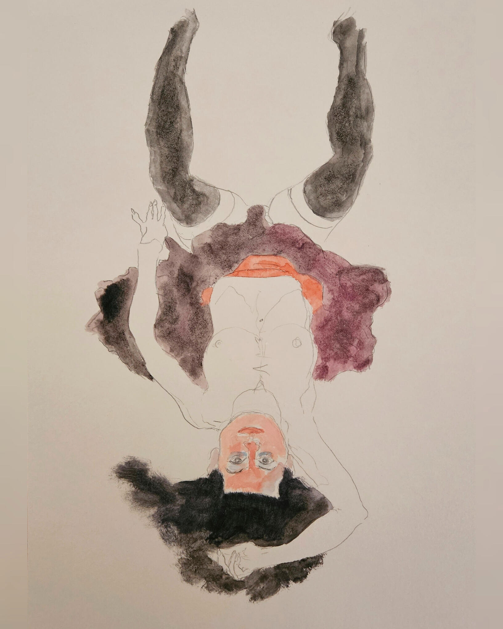 Untitled. Gouache, resin and pencil on paper, 42 × 29.7 cm, 2024 Exhibited at the group show “One Off”, Candid Gallery, London, 2025