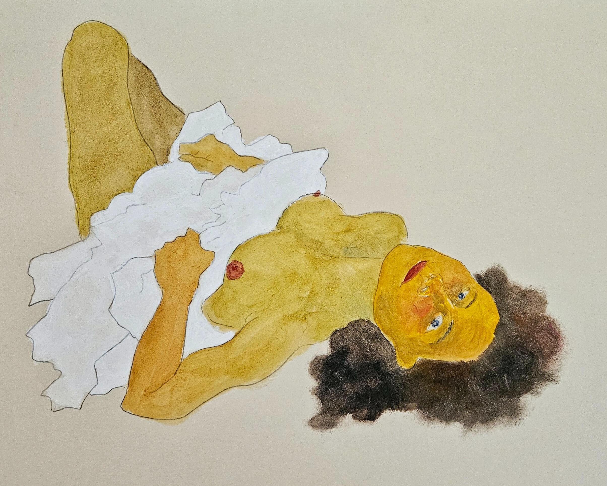 Untitled. Gouache, resin and pencil on paper, 42 × 29.7 cm, 2024